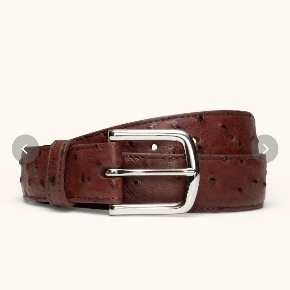 Tevocas Men’s Ostrich Mahogany Belt
